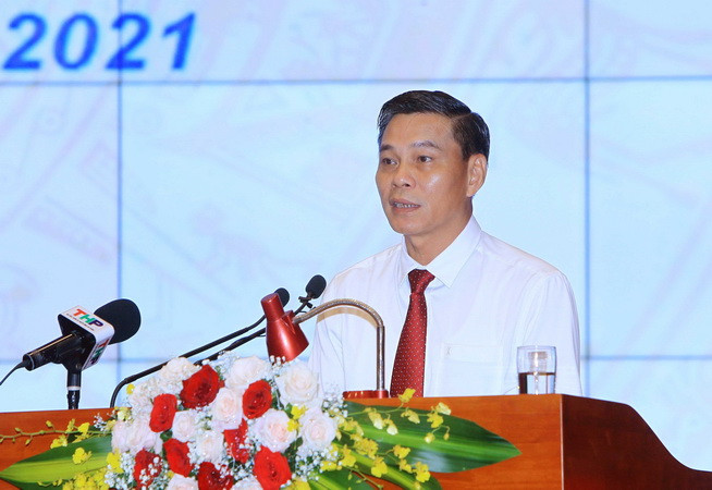 Chủ tịch Ủy ban nhân dân Hải Phòng Nguyễn Văn Tùng phát biểu tại hội nghị. (Ảnh: An Đăng/TTXVN) Nhiều đổi mới trong chuẩn bị, tiến hành cuộc bầu cử ở Hải Phòng ảnh 1