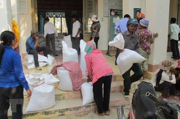 Cấp phát gạo cho người dân. Ảnh minh họa. (Nguồn: TTXVN) Đối thoại tìm nguyên nhân gạo hỗ trợ dân huyện Hàm Yên có mùi hôi ảnh 1