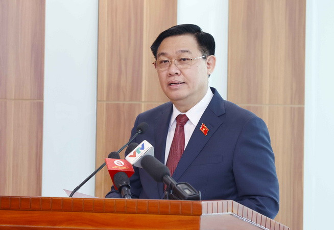 Chủ tịch Quốc hội Vương Đình Huệ phát biểu. (Ảnh: Doãn Tấn/TTXVN) Chủ tịch Quốc hội trao quyết định nhân sự lãnh đạo Kiểm toán Nhà nước ảnh 2
