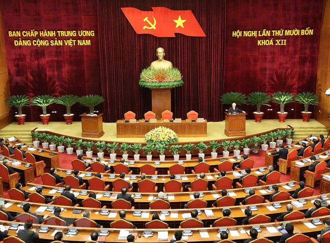 Hội nghị lần thứ 14 Ban Chấp hành Trung ương Đảng Cộng sản Việt Nam khóa XII kết thúc tốt đẹp. (Ảnh: Trí Dũng/TTXVN) Nhìn lại nhiệm kỳ XII: Xây dựng Đảng về đạo đức - điểm sáng nổi bật ảnh 1