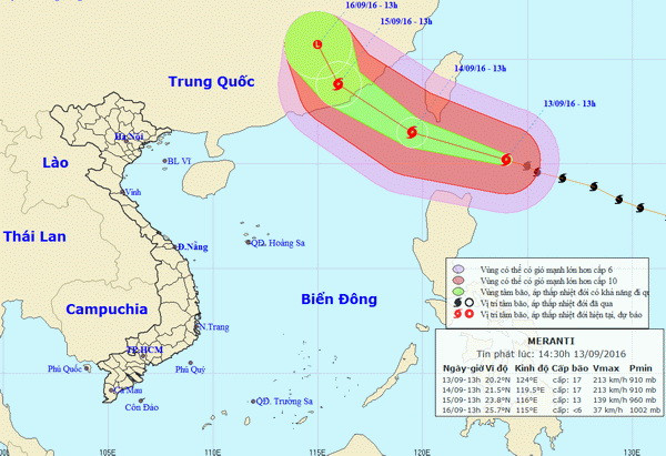Các tỉnh từ Quảng Ninh đến Hà Tĩnh theo dõi chặt chẽ siêu bão Meranti ảnh 1