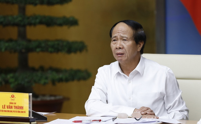 Phó Thủ tướng Lê Văn Thành, Phó Trưởng Ban thường trực Ban Chỉ đạo phát biểu. (Ảnh: Dương Giang/TTXVN) Phiên họp thứ 3 Ban Chỉ đạo các công trình, dự án quan trọng quốc gia ảnh 2