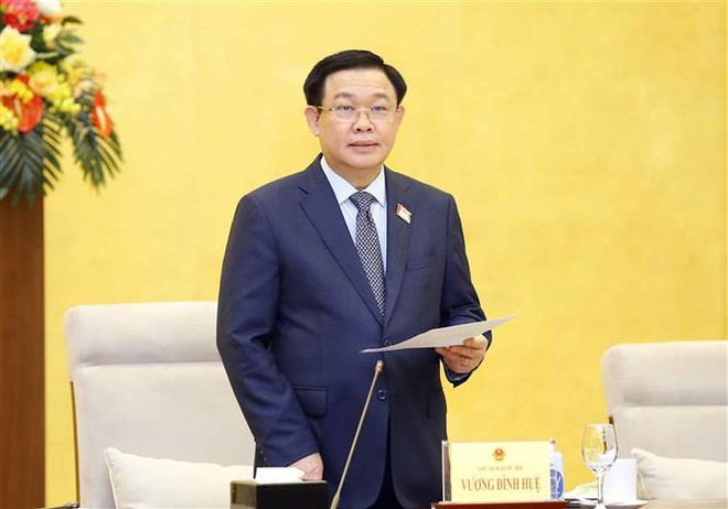 Chủ tịch Quốc hội Vương Đình Huệ phát biểu. (Ảnh: Doãn Tấn/TTXVN) Bổ sung nội dung về phòng chống COVID-19 vào chương trình họp Quốc hội ảnh 1