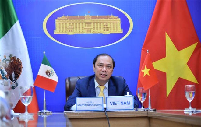 Thứ trưởng Bộ Ngoại giao Nguyễn Quốc Dũng đồng chủ trì Tham khảo chính trị cấp Thứ trưởng Ngoại giao Việt Nam-Liên bang Mexico lần thứ VI. (Ảnh: Lâm Khánh/TTXVN) Tăng cường hợp tác giữa bộ, ngành Việt Nam-Mexico dưới nhiều hình thức ảnh 1