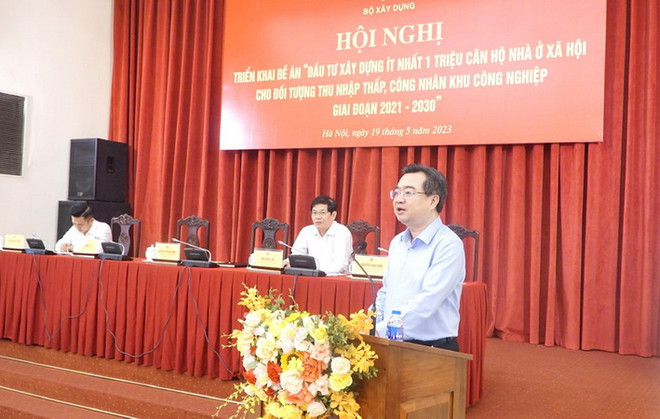 Bộ trưởng Bộ Xây dựng Nguyễn Thanh Nghị phát biểu tại Hội nghị. (Ảnh: Thu Hằng/Bnews/TTXVN) Bộ Xây dựng triển khai đề án đầu tư xây ít nhất 1 triệu căn nhà xã hội ảnh 1