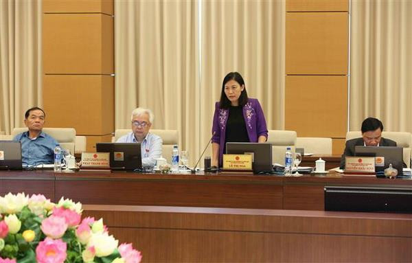 Chủ nhiệm Ủy ban Tư pháp của Quốc hội Lê Thị Nga phát biểu ý kiến thảo luận. (Ảnh: Dương Giang/TTXVN) Làm rõ việc xóa tư cách chức vụ đối với cán bộ, viên chức nghỉ hưu ảnh 2