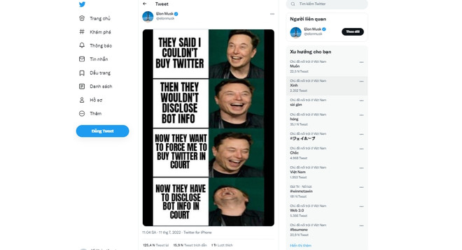 Tin nhắn trêu ngươi Twitter của Musk. (Nguồn: Twitter) Elon Musk tung chiêu đáp trả đe doạ khởi kiện của Twitter ảnh 1