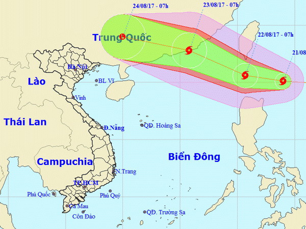 Bão HATO gần Biển Đông đang có xu hướng mạnh thêm ảnh 1