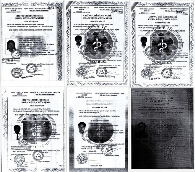 Chứng chỉ hành nghề giả. (Ảnh: TTXVN phát) ttxvn_chung chi gia.jpg