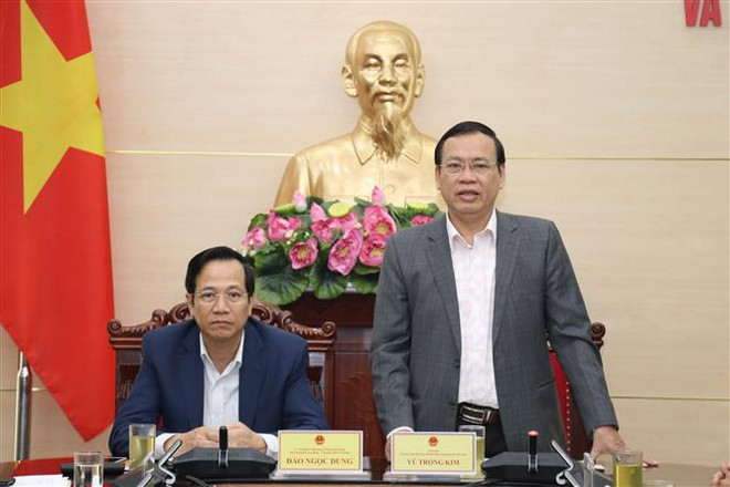 Ông Vũ Trọng Kim, Chủ tịch Hội Cựu Thanh niên Xung phong Việt Nam, phát biểu tại buổi làm việc. (Ảnh: Anh Tuấn/TTXVN) Tập trung giải quyết hồ sơ thanh niên xung phong tồn đọng ảnh 2