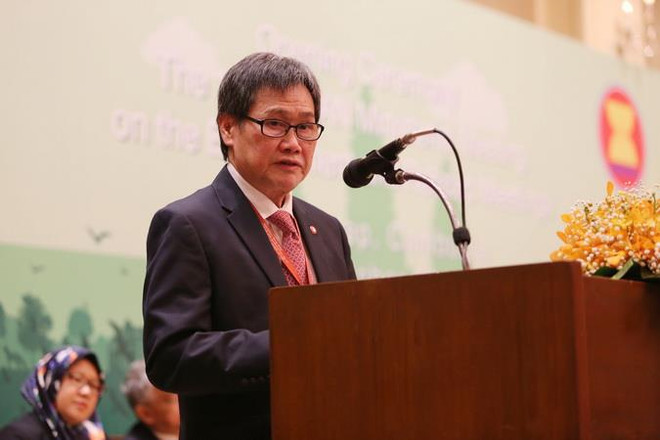 Tổng thư ký ASEAN Lim Jock Hoi. (Ảnh: Trần Long/TTXVN) Triển lãm về thành quả ASEAN-Nhật Bản trong xây dựng cơ sở hạ tầng ảnh 1