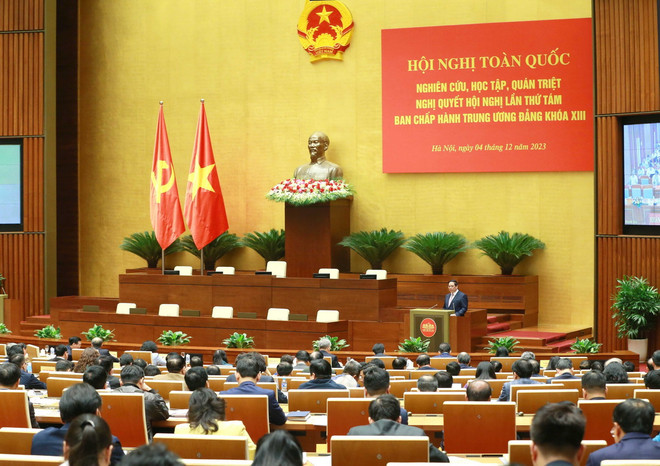 Quang cảnh Hội nghị. (Ảnh: Phương Hoa/TTXVN) ttxvn-0412-hoi-nghi-quan-triet-4505.jpg