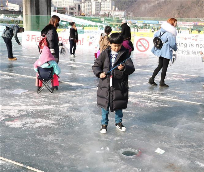 Hàn Quốc mở cửa cho khách nước ngoài tham dự lễ hội câu cá trên băng ảnh 1