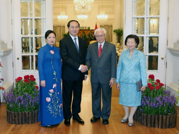 Chủ tịch nước Trần Đại Quang hội đàm với các nhà lãnh đạo Singapore ảnh 1