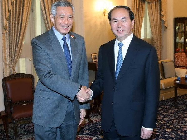 Chủ tịch nước Trần Đại Quang hội đàm với các nhà lãnh đạo Singapore ảnh 2