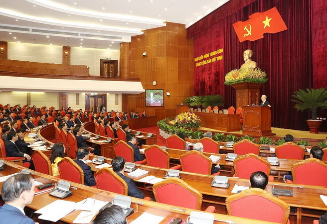 Tổng Bí thư Nguyễn Phú Trọng phát biểu bế mạc Hội nghị. (Ảnh: Trí Dũng/TTXVN) Hội nghị TW 6: Tin tưởng, ủng hộ công tác phòng chống tham nhũng ảnh 1