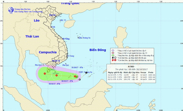 Xuất hiện vùng áp thấp có khả năng đi vào Biển Đông vào ngày 2/11 ảnh 1