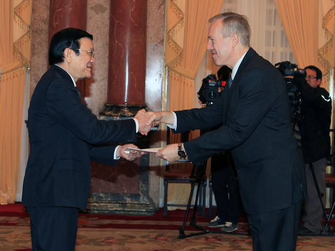 Chủ tịch nước tiếp đại sứ Hoa Kỳ, Panama, Qatar trình quốc thư ảnh 1