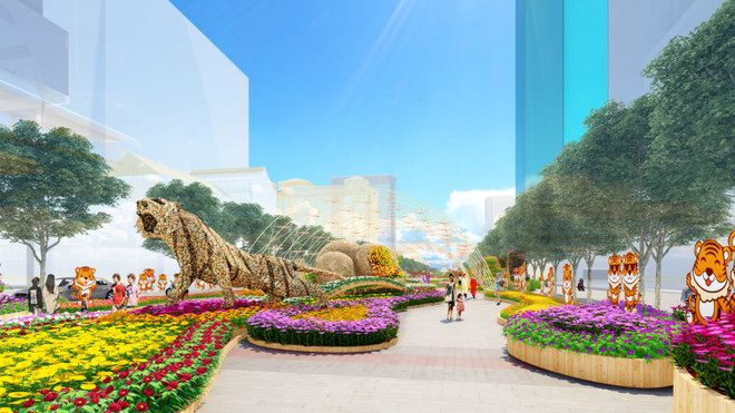 Phối cảnh 3D đường hoa Nguyễn Huệ Xuân Nhâm Dần 2022. (Ảnh: baotintuc/Vietnam+) Công bố quy trình tham quan Đường hoa Nguyễn Huệ Tết Nhâm Dần 2022 ảnh 1