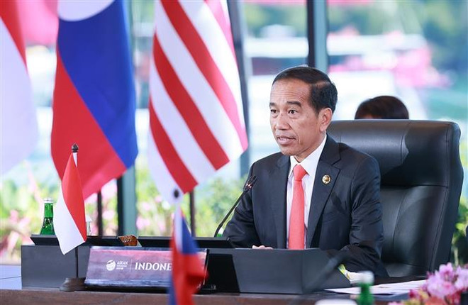 Tổng thống Indonesia Joko Widodo phát biểu tại Hội nghị Cấp cao ASEAN lần thứ 42. (Ảnh: Dương Giang/TTXVN) Indonesia: Hội nghị Cấp cao ASEAN 42 đạt được nhiều kết quả nổi bật ảnh 1