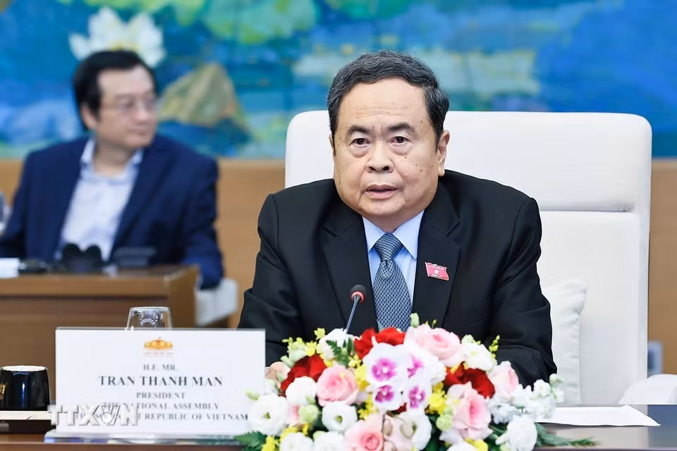 Chủ tịch Quốc hội Trần Thanh Mẫn phát biểu. (Ảnh: Doãn Tấn/TTXVN)