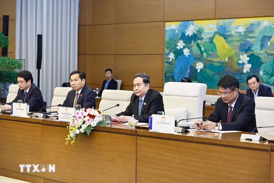 Chủ tịch Quốc hội Trần Thanh Mẫn phát biểu.(Ảnh: Doãn Tấn/TTXVN)
