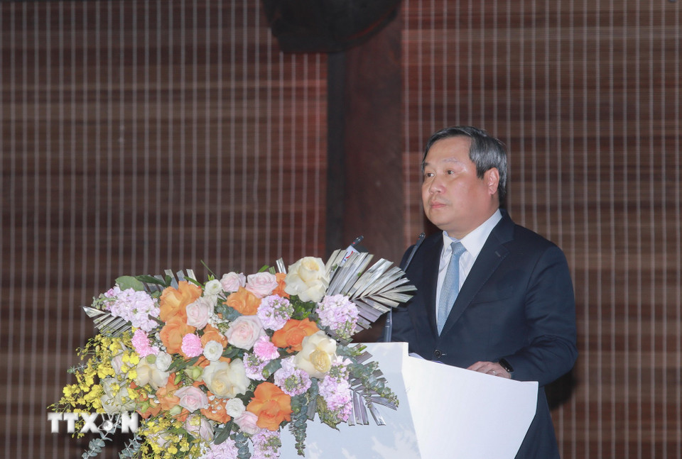 Ông Vũ Đại Thắng, Ủy viên Trung ương Đảng, Chủ tịch Ủy ban Nhân dân Hà Nội phát biểu (Ảnh: Phan Phương/TTXVN)