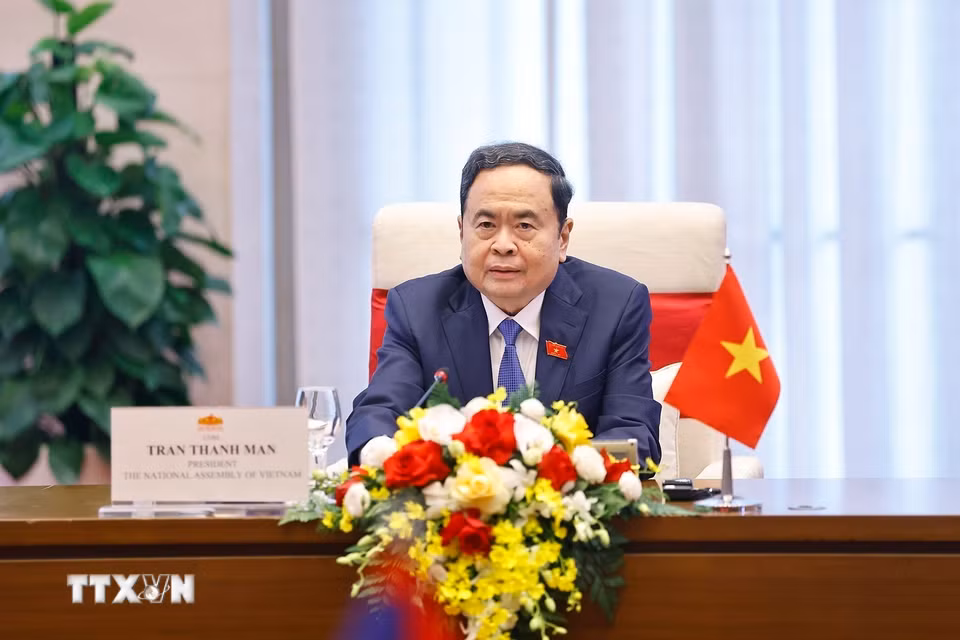 Chủ tịch Quốc hội Trần Thanh Mẫn phát biểu. (Ảnh: Doãn Tấn/TTXVN)