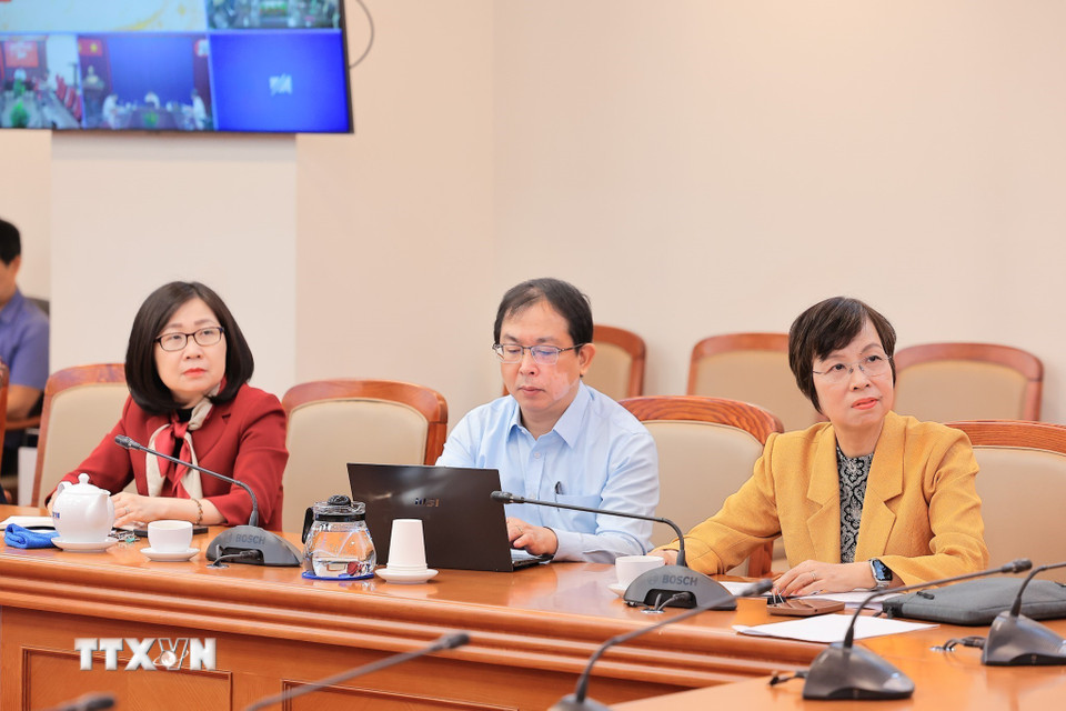 Các đại biểu tham dự Hội nghị tại điểm cầu Thông tấn xã Việt Nam. (Ảnh: Lê Đông/TTXVN)