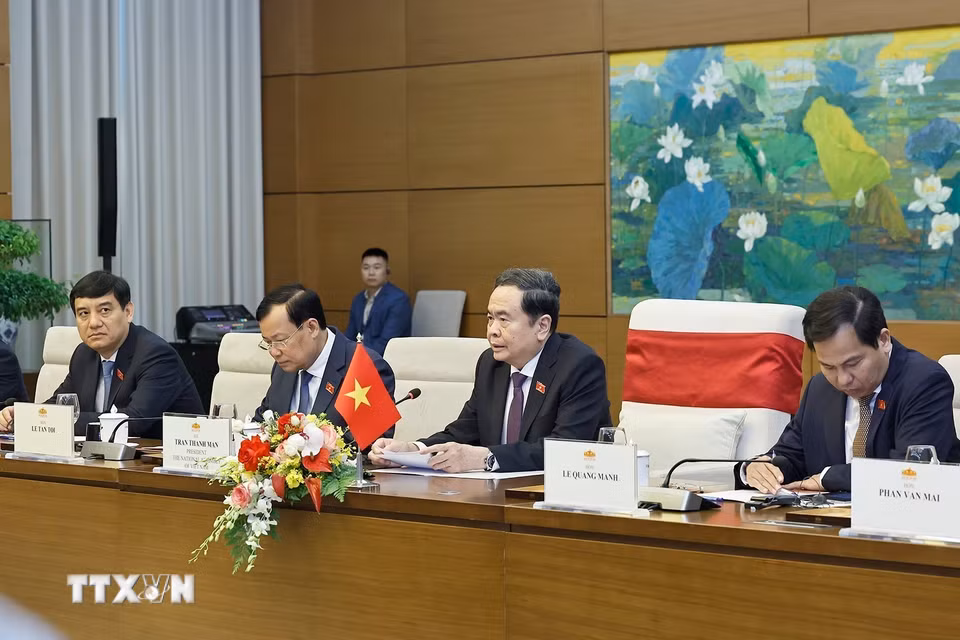 Chủ tịch Quốc hội Trần Thanh Mẫn phát biểu. (Ảnh: Doãn Tấn/TTXVN)