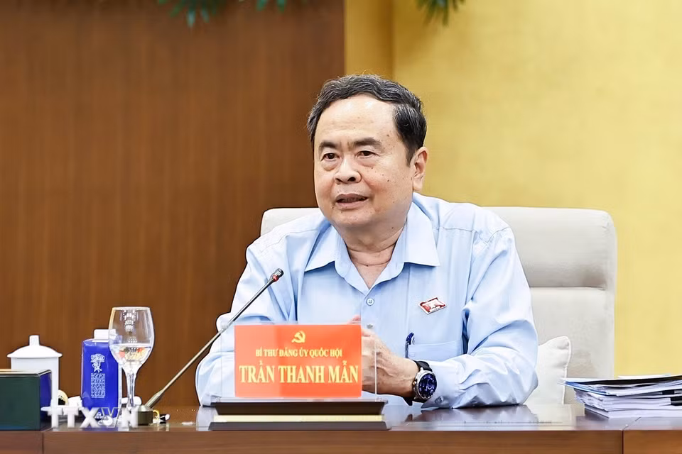 Bí thư Đảng ủy Quốc hội, Chủ tịch Quốc hội Trần Thanh Mẫn phát biểu. (Ảnh: Doãn Tấn/TTXVN)