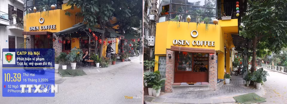 Điểm kinh doanh dịch vụ đồ uống tại ngõ 178 Giải Phóng cũng được lập lại trật tự, mỹ quan đô thị sau khi Công an phường Phương Liệt tiếp nhận phản ánh qua ứng dụng Camera giám sát các tuyến phố. (Ảnh: Phạm Kiên/TTXVN)
