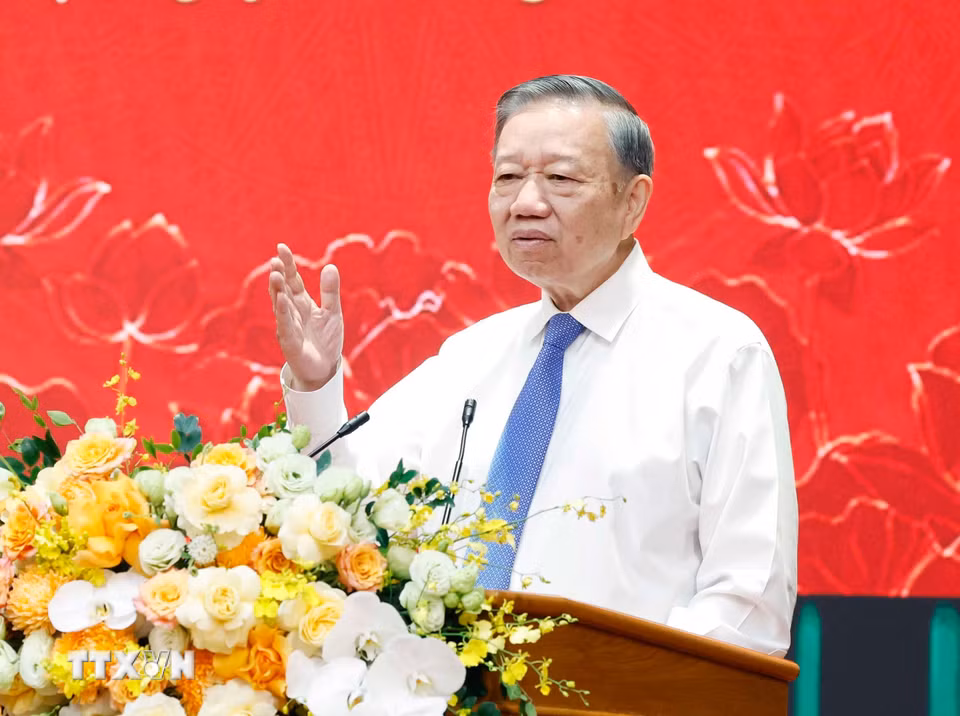Tổng Bí thư, Chủ tịch nước Tô Lâm phát biểu chỉ đạo.(Ảnh: Thống Nhất/TTXVN)