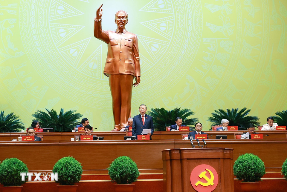 Tổng Bí thư Tô Lâm, Chủ tịch Đoàn Chủ tịch điều hành phiên họp. (Ảnh: TTXVN)