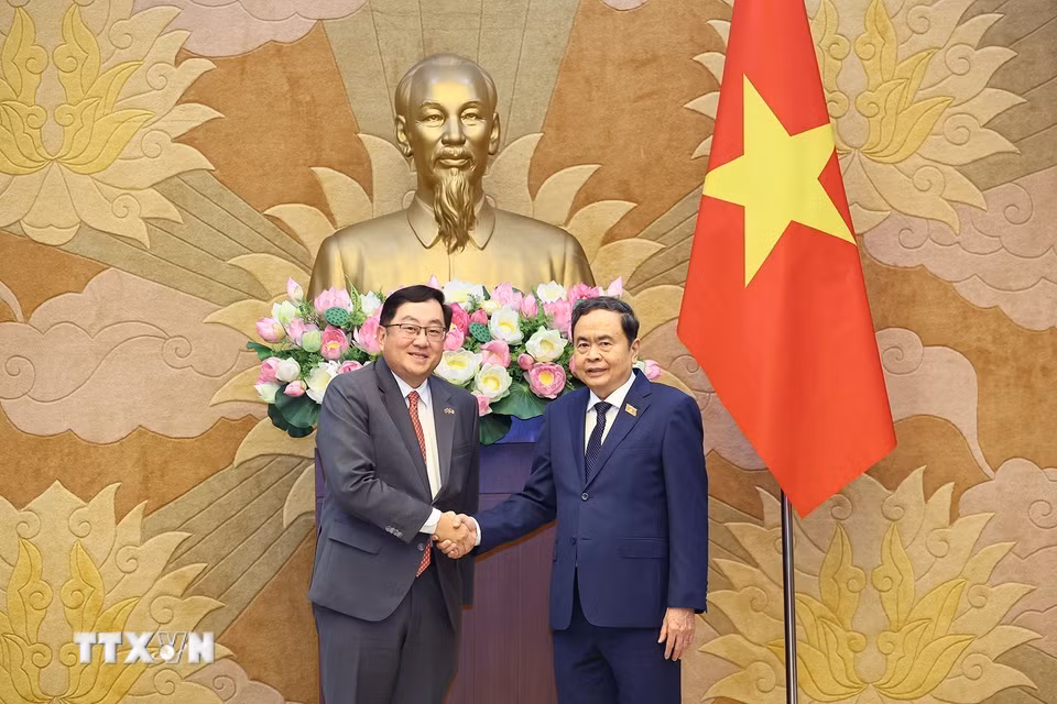 Chủ tịch Quốc hội Trần Thanh Mẫn tiếp Đại sứ Malaysia tại Việt Nam Dato’ Tan Yang Thai. (Ảnh: Doãn Tấn/TTXVN)