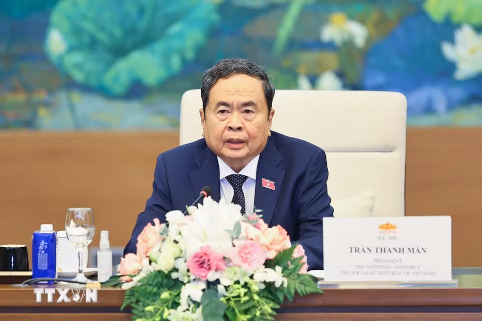 Chủ tịch Quốc hội Trần Thanh Mẫn phát biểu. (Ảnh: Doãn Tấn/TTXVN)