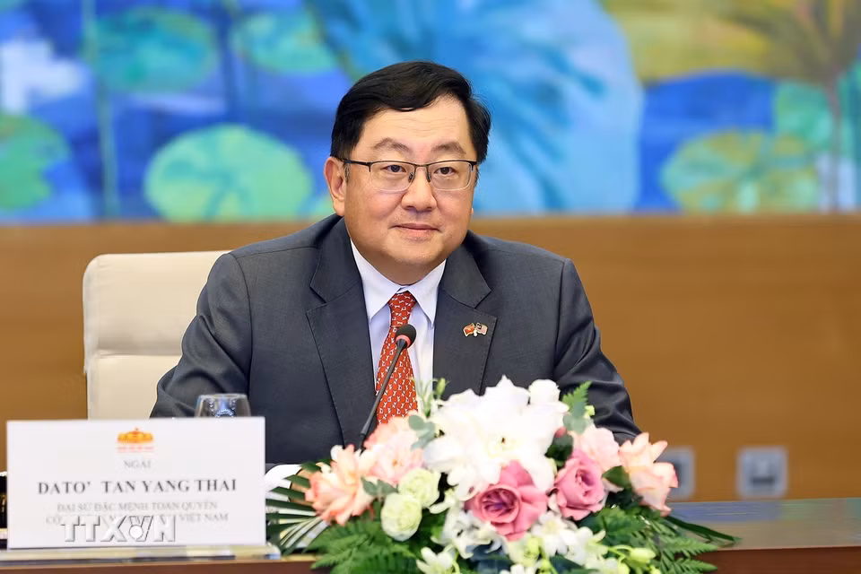 Đại sứ Malaysia tại Việt Nam Dato’ Tan Yang Thai phát biểu. (Ảnh: Doãn Tấn/TTXVN)