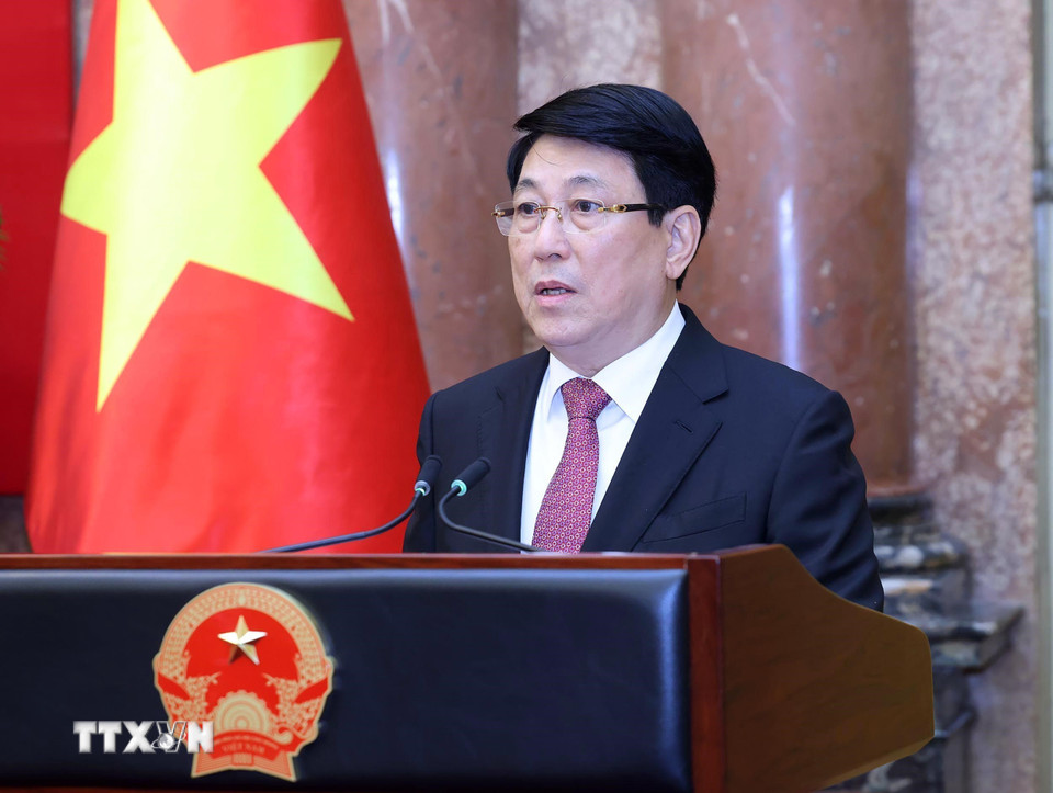 Chủ tịch nước Lương Cường phát biểu chỉ đạo. (Ảnh: Lâm Khánh/TTXVN)