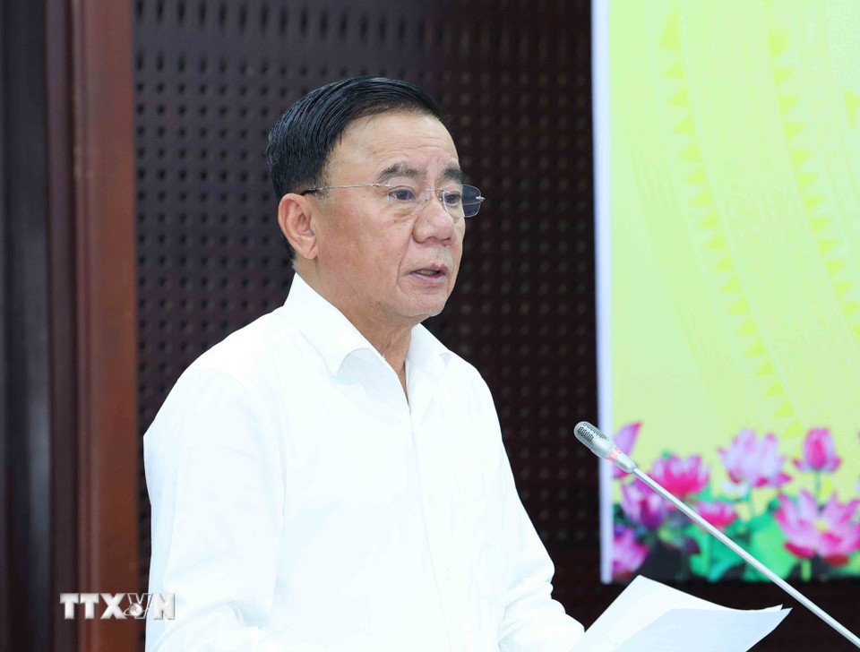 Thường trực Ban Bí thư Trần Cẩm Tú phát biểu tại hội nghị. (Ảnh: Phương Hoa/TTXVN)