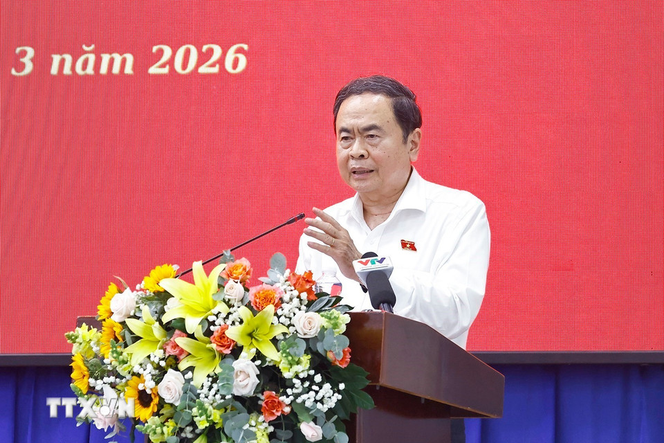 Chủ tịch Quốc hội Trần Thanh Mẫn phát biểu. (Ảnh: Doãn Tấn/TTXVN)