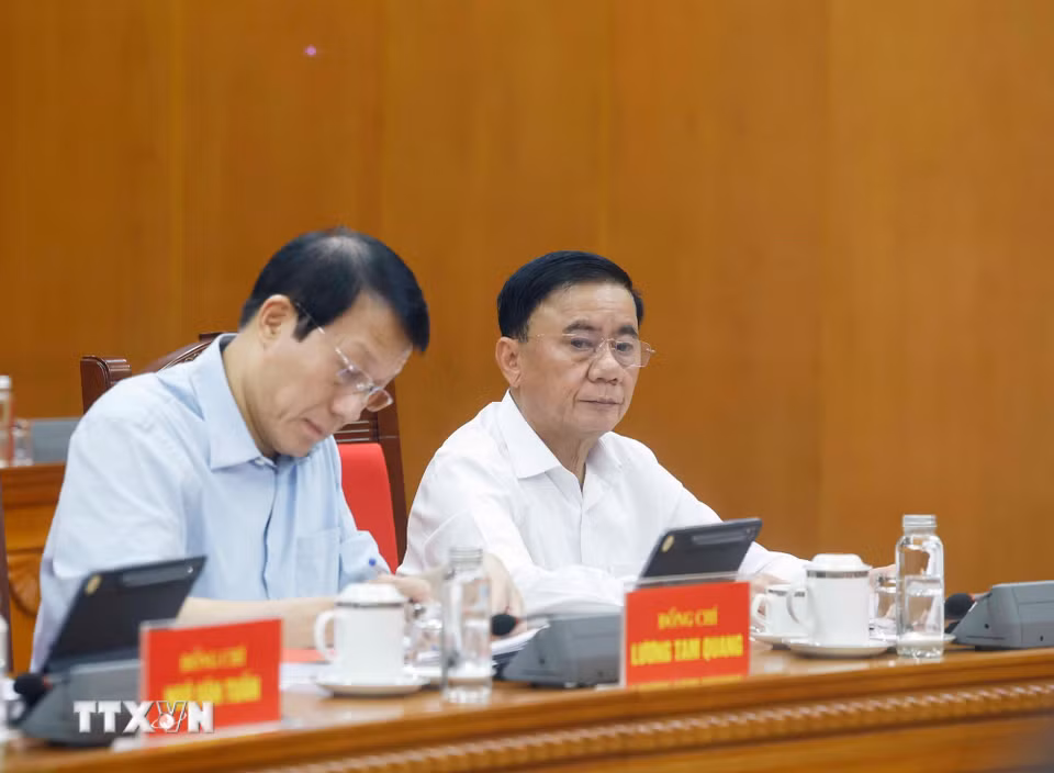 Các đại biểu dự buổi làm việc. (Ảnh: Thống Nhất/TTXVN)