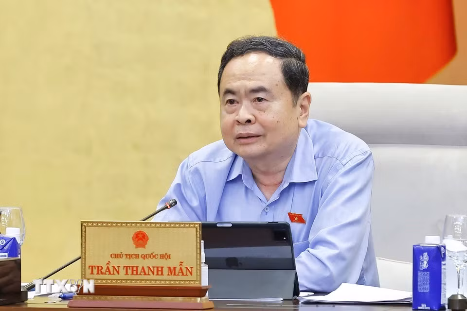 Chủ tịch Quốc hội Trần Thanh Mẫn phát biểu. (Ảnh: Doãn Tấn/TTXVN)