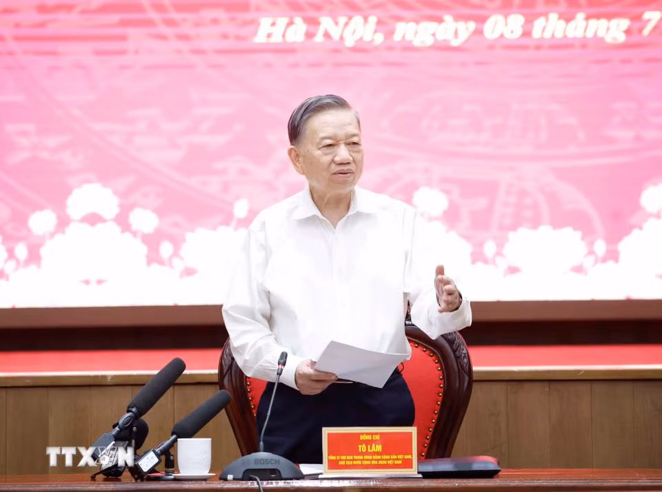 Tổng Bí thư, Chủ tịch nước Tô Lâm phát biểu chỉ đạo. (Ảnh: Thống Nhất/TTXVN)