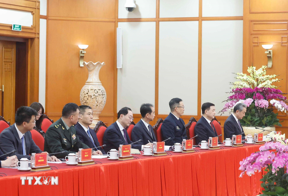 Đoàn đại biểu Trung Quốc tham dự buổi tiếp. (Ảnh: Thống Nhất/TTXVN)