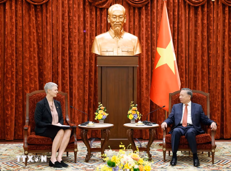 Tổng Bí thư, Chủ tịch nước Tô Lâm tiếp Đại sứ Vương quốc Na Uy Hilde Solbakken. (Ảnh: Thống Nhất/TTXVN)