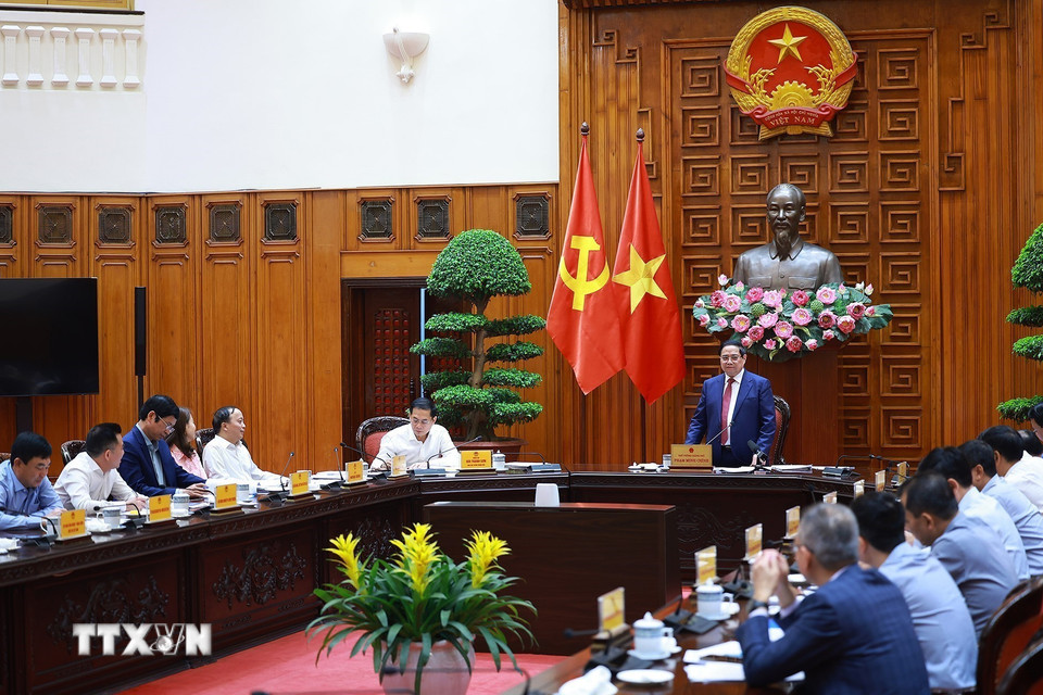 Thủ tướng Phạm Minh Chính chủ trì họp Tổ công tác bảo đảm an ninh Bet88 free 100 tỷ lệ trả thưởng cực hấp dẫn trước diễn biến phức tạp của cuộc xung đột Bet88011.com bắn cá đổi thưởng tại Trung Đông. (Ảnh: Dương Giang/TTXVN)