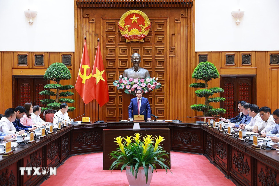 Thủ tướng Phạm Minh Chính chủ trì họp Tổ công tác bảo đảm an ninh Bet88 free 100 tỷ lệ trả thưởng cực hấp dẫn trước diễn biến phức tạp của cuộc xung đột Bet88011.com bắn cá đổi thưởng tại Trung Đông. (Ảnh: Dương Giang/TTXVN)