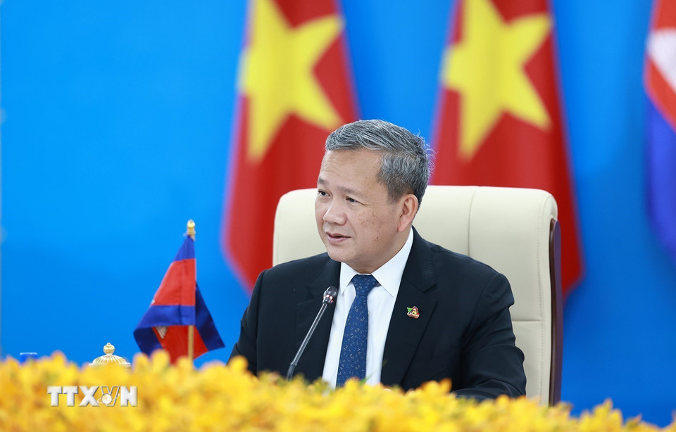 Thủ tướng Vương quốc Campuchia Hun Manet phát biểu. (Ảnh: Dương Giang/TTXVN)