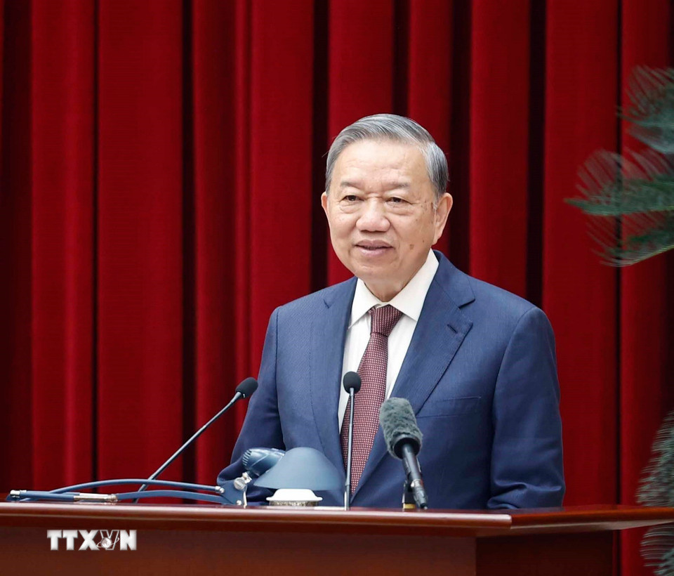 Tổng Bí thư Tô Lâm phát biểu. (Ảnh: Thống Nhất/TTXVN)