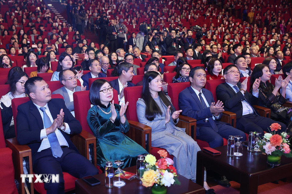 Đại biểu dự Chương trình nghệ thuật đặc biệt Xuân Quê hương 2026. (Ảnh: An Đăng/TTXVN)